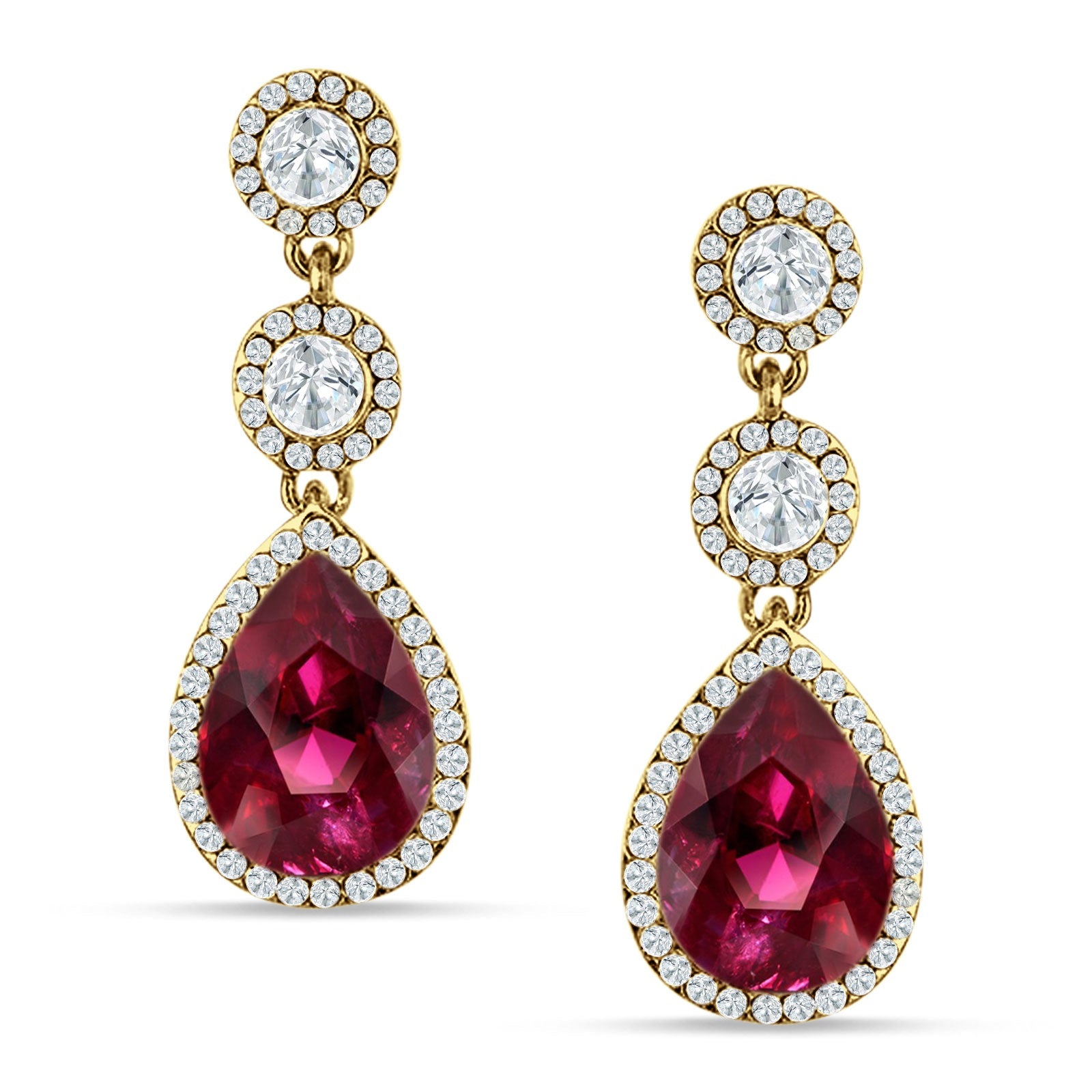 Pear Teardrop Halo Drop Dangle Earring Cubic Zirconia 925 Sterling Silver