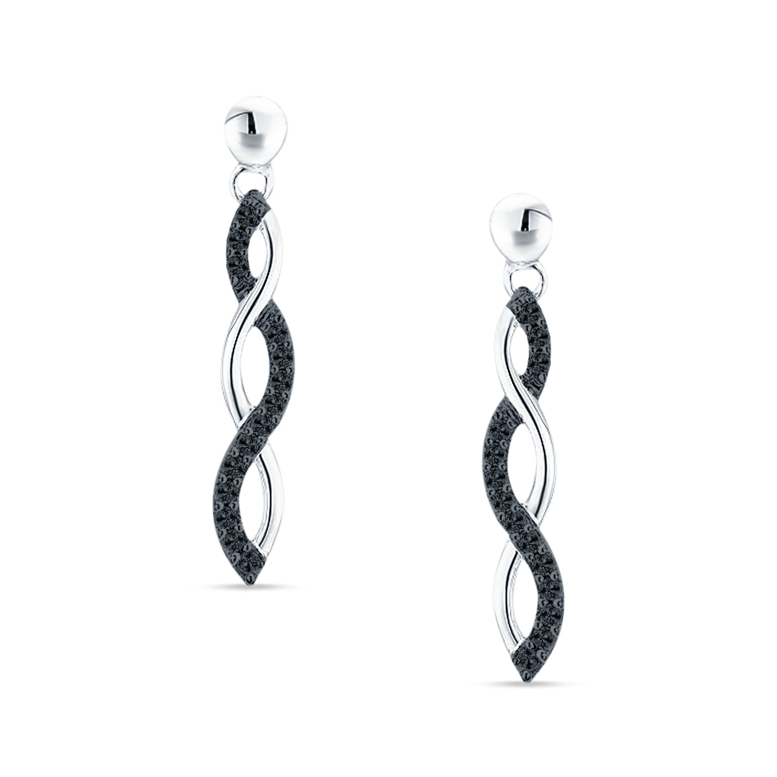 Infinity Twisted Two Tone Stud Earring Cubic Zirconia 925 Sterling Silver