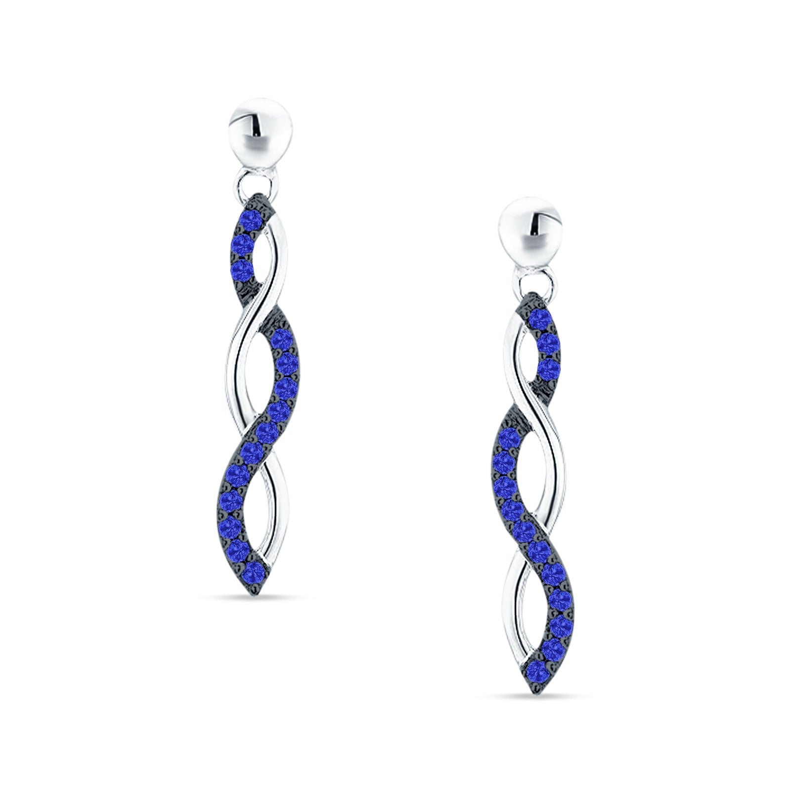 Infinity Twisted Two Tone Stud Earring Cubic Zirconia 925 Sterling Silver