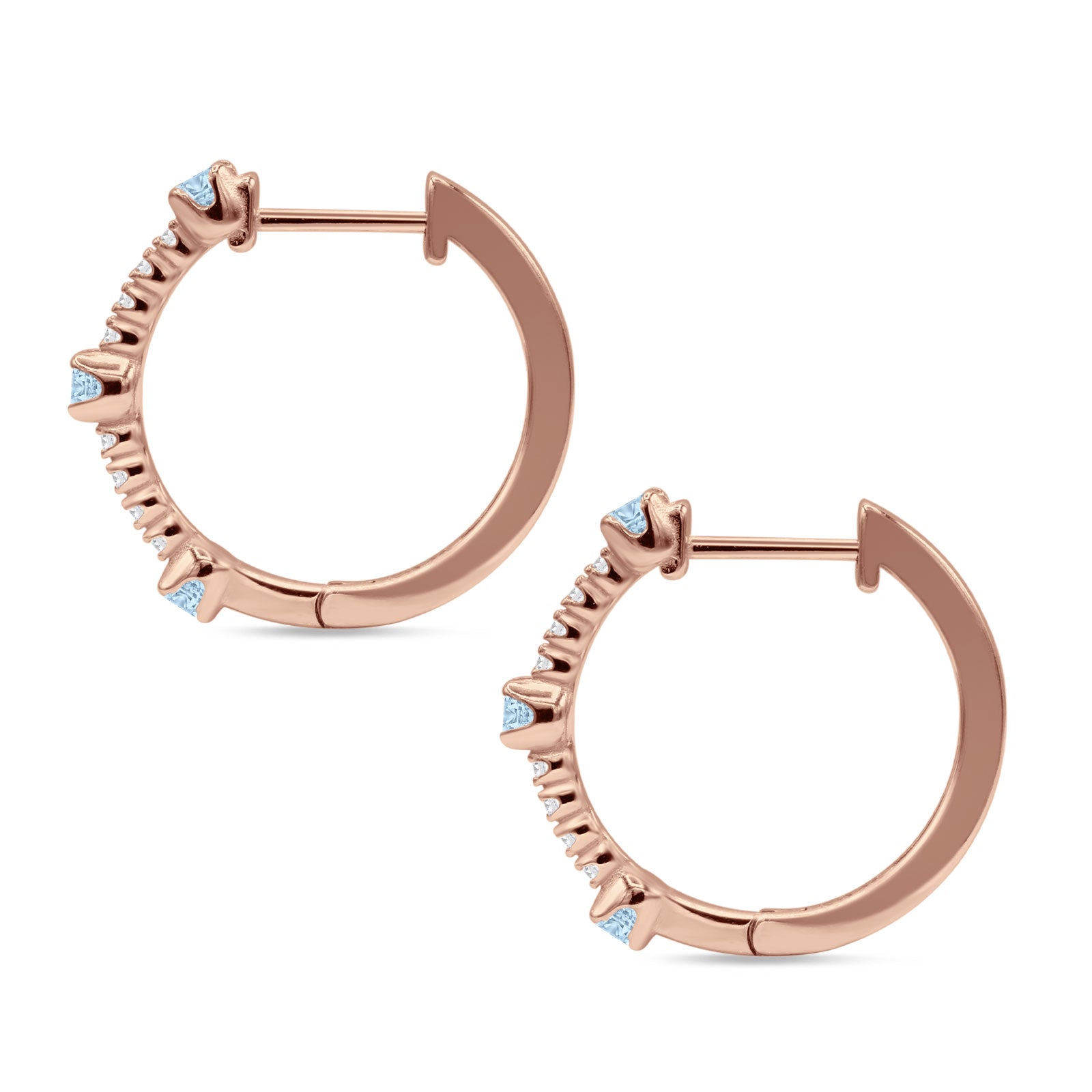 Round Cubic Zirconia Huggie Hoop Earring 925 Sterling Silver