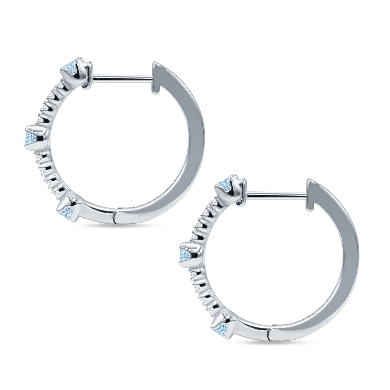 Round Cubic Zirconia Huggie Hoop Earring 925 Sterling Silver