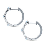 Round Cubic Zirconia Huggie Hoop Earring 925 Sterling Silver