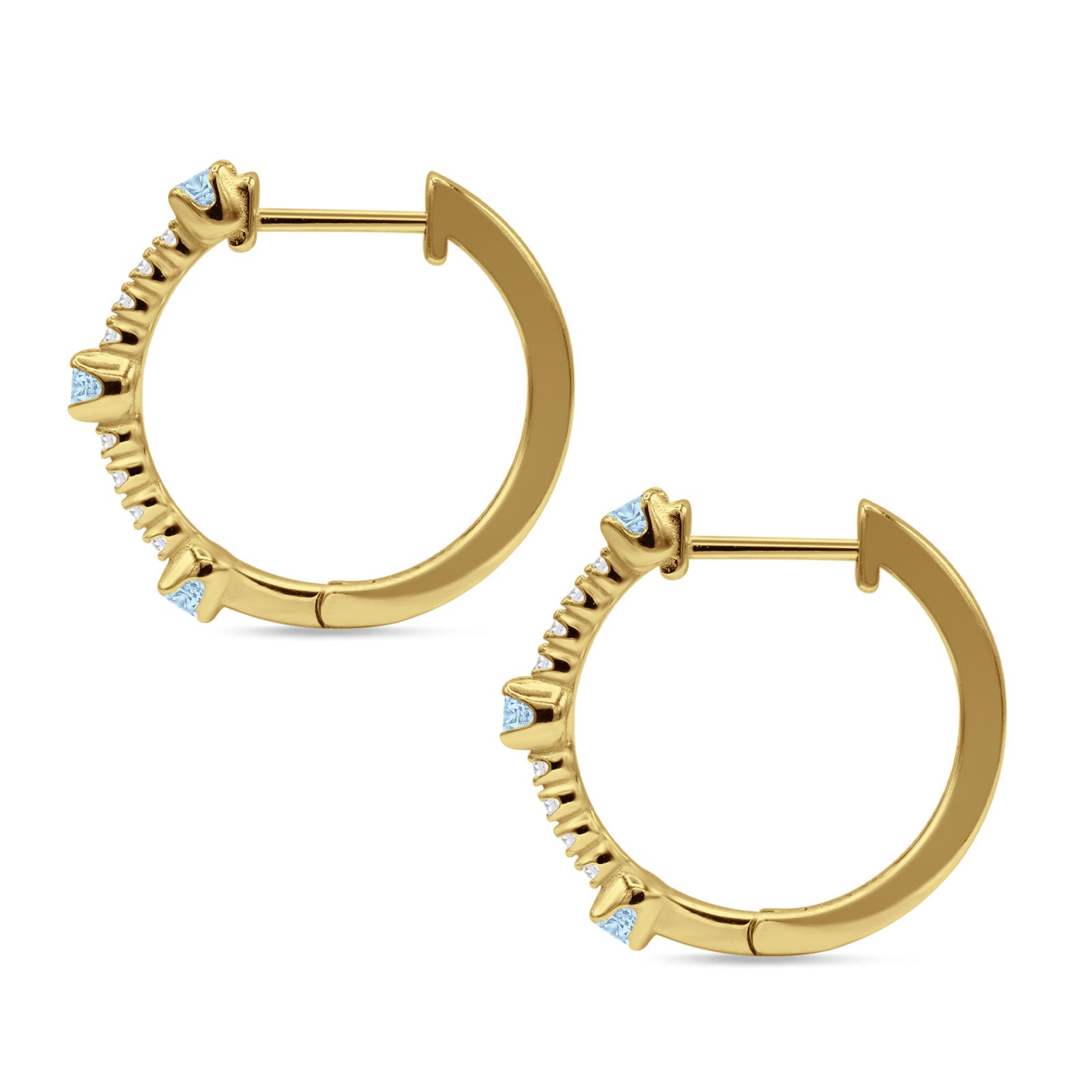Round Cubic Zirconia Huggie Hoop Earring 925 Sterling Silver