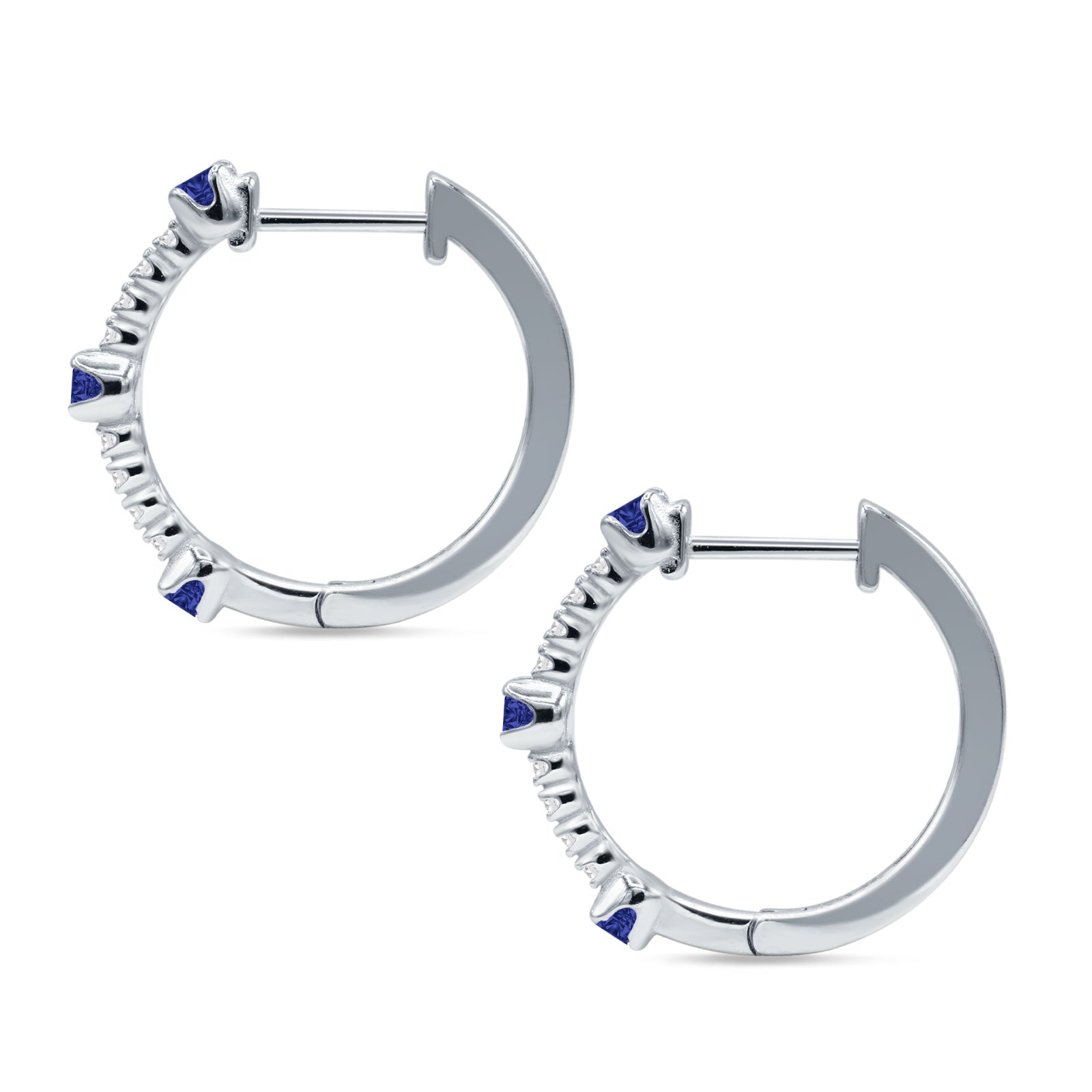 Round Cubic Zirconia Huggie Hoop Earring 925 Sterling Silver