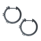 Round Cubic Zirconia Huggie Hoop Earring 925 Sterling Silver