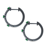 Round Cubic Zirconia Huggie Hoop Earring 925 Sterling Silver