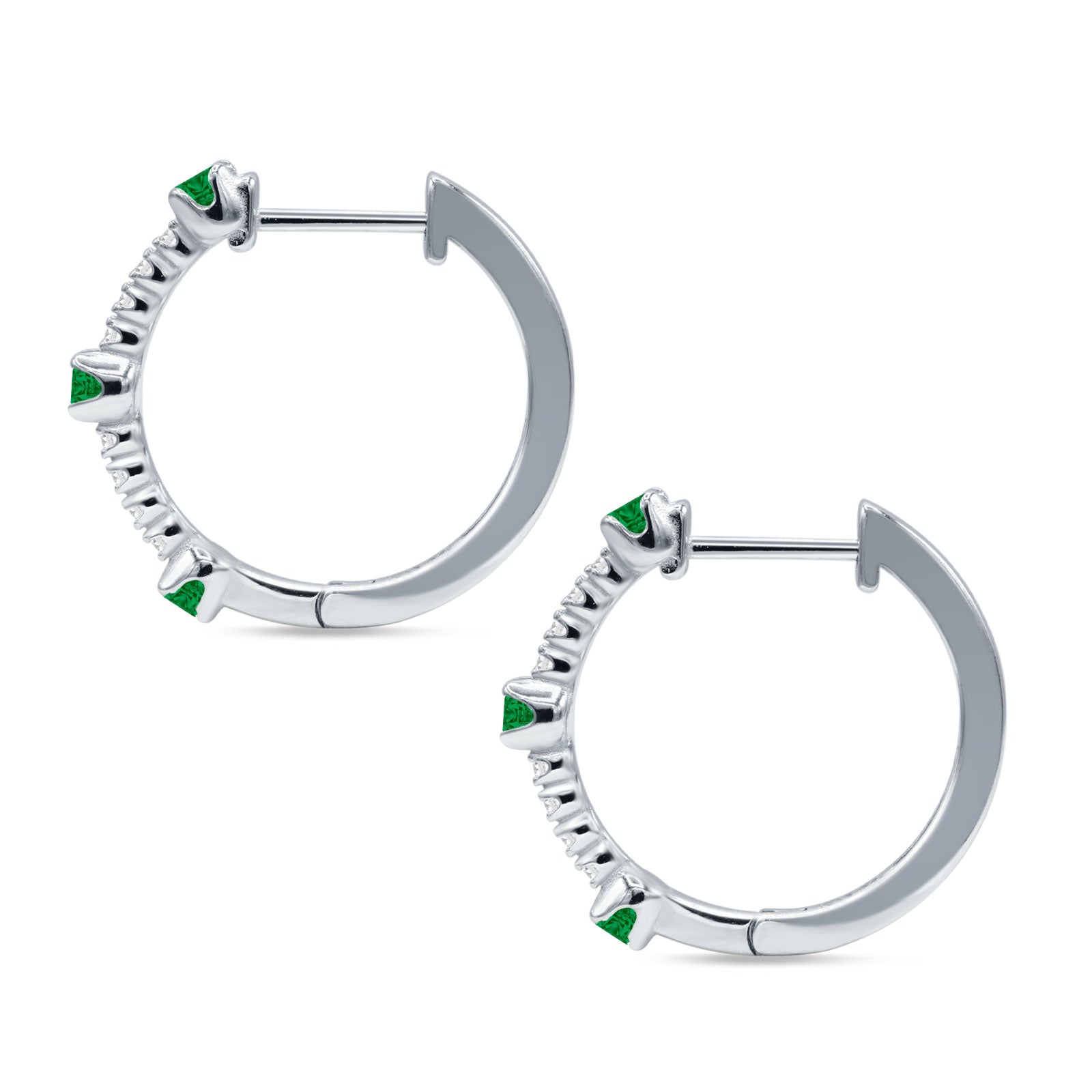 Round Cubic Zirconia Huggie Hoop Earring 925 Sterling Silver