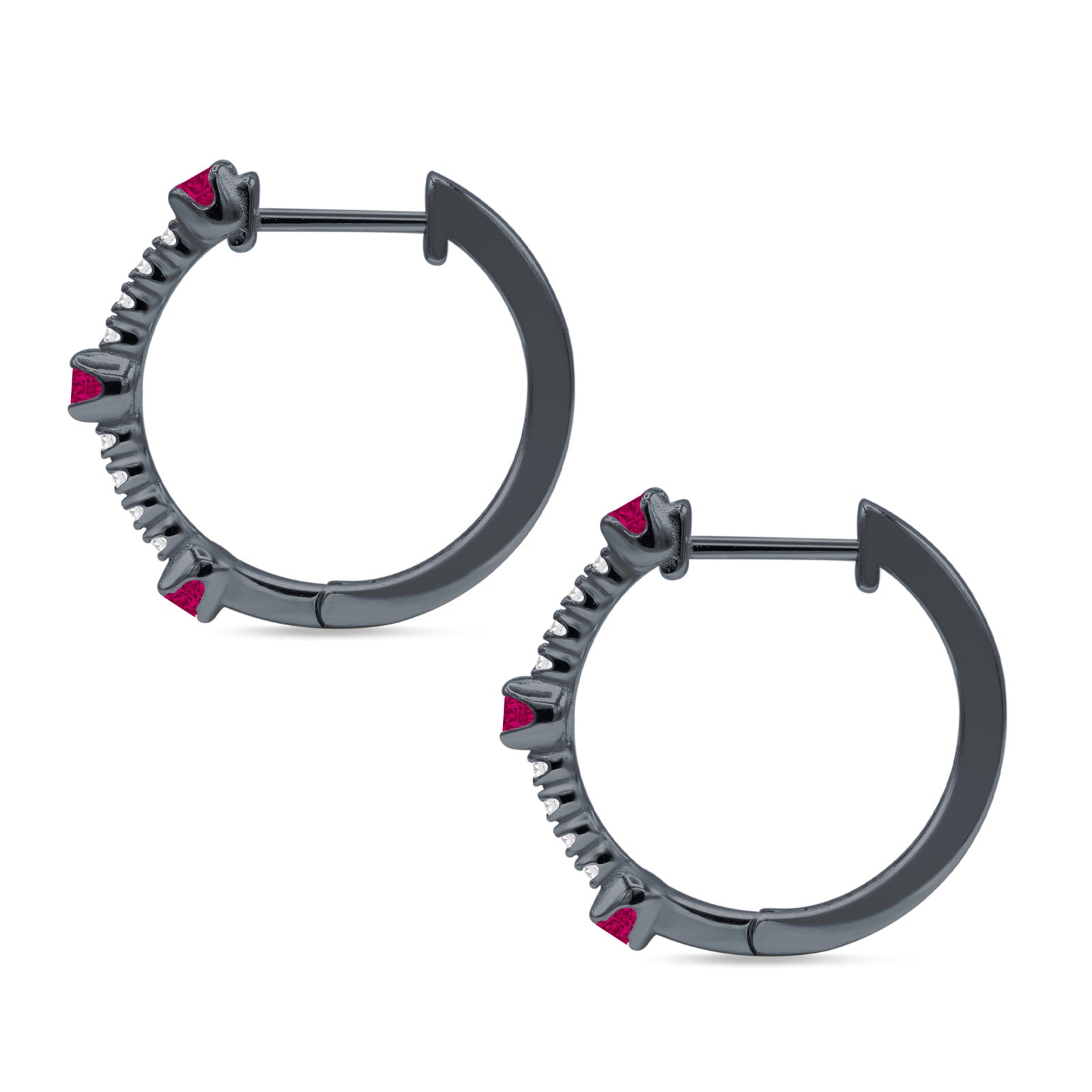 Round Cubic Zirconia Huggie Hoop Earring 925 Sterling Silver