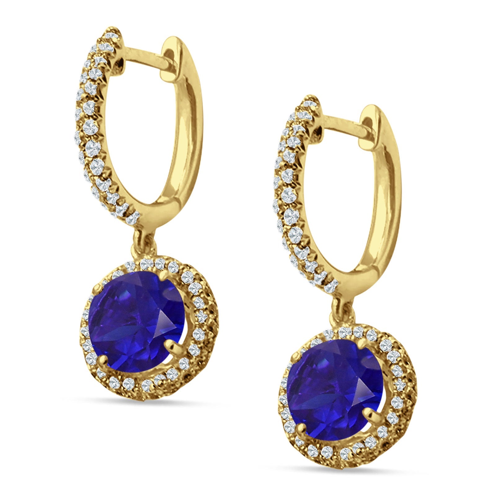 Round Halo Drop Dangle Hoop Earring Cubic Zirconia 925 Sterling Silver
