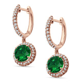 Round Halo Drop Dangle Hoop Earring Cubic Zirconia 925 Sterling Silver