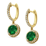 Round Halo Drop Dangle Hoop Earring Cubic Zirconia 925 Sterling Silver