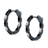 Pear Teardrop Cubic Zirconia Huggie Hoop Earring 925 Sterling Silver