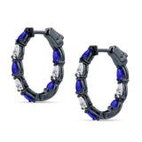 Pear Teardrop Cubic Zirconia Huggie Hoop Earring 925 Sterling Silver