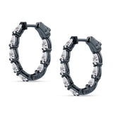 Pear Teardrop Cubic Zirconia Huggie Hoop Earring 925 Sterling Silver