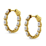 Pear Teardrop Cubic Zirconia Huggie Hoop Earring 925 Sterling Silver