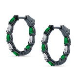 Pear Teardrop Cubic Zirconia Huggie Hoop Earring 925 Sterling Silver