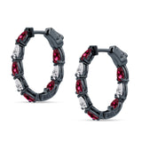 Pear Teardrop Cubic Zirconia Huggie Hoop Earring 925 Sterling Silver