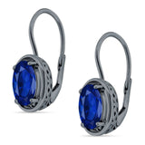 Oval Solitaire Drop Dangle Leverback Earring Cubic Zirconia 925 Sterling Silver
