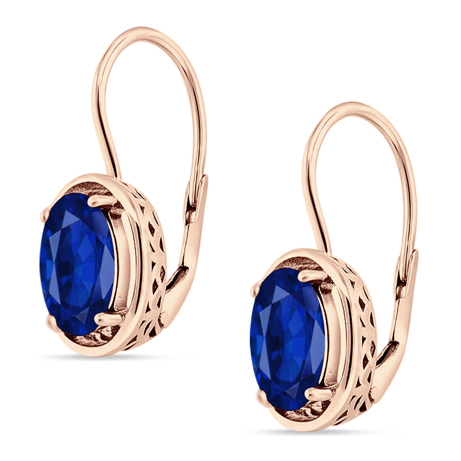 Oval Solitaire Drop Dangle Leverback Earring Cubic Zirconia 925 Sterling Silver