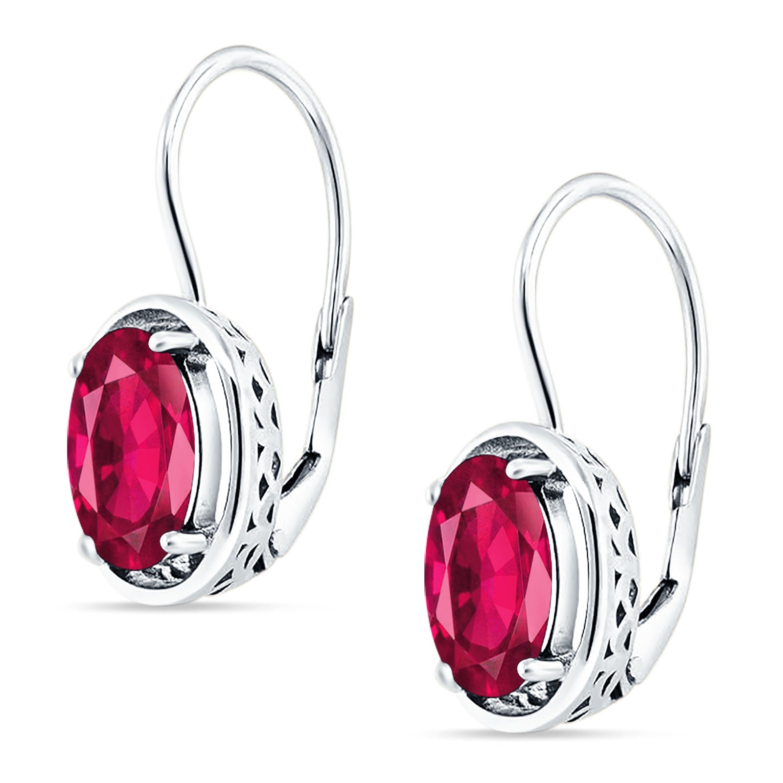 Oval Solitaire Drop Dangle Leverback Earring Cubic Zirconia 925 Sterling Silver