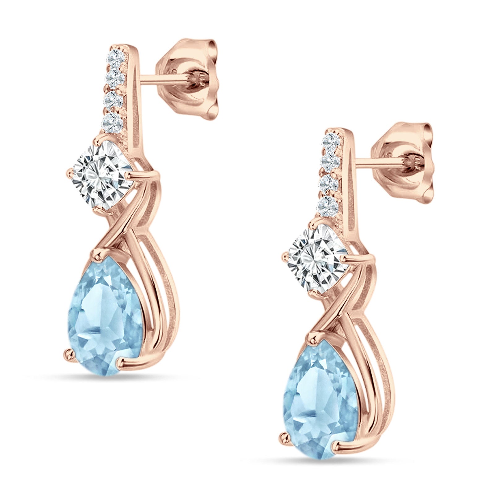 Pear Teardrop Twisted Infinity Stud Earring Cubic Zirconia 925 Sterling Silver