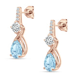 Pear Teardrop Twisted Infinity Stud Earring Cubic Zirconia 925 Sterling Silver