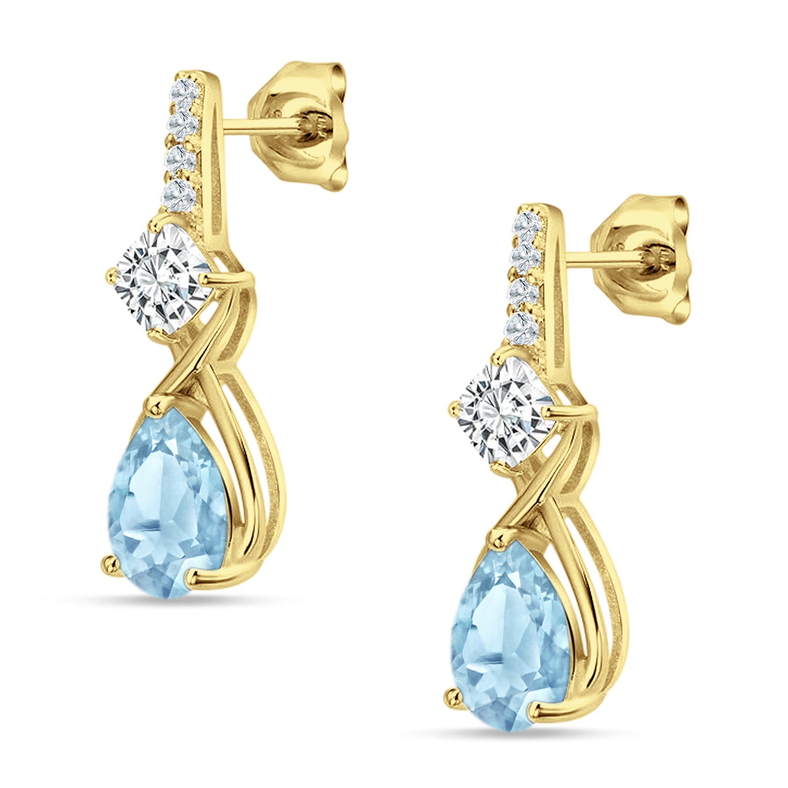 Pear Teardrop Twisted Infinity Stud Earring Cubic Zirconia 925 Sterling Silver