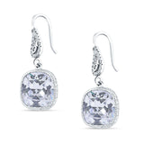 Cushion Drop Dangle Pear Fishhook Earring Cubic Zirconia 925 Sterling Silver