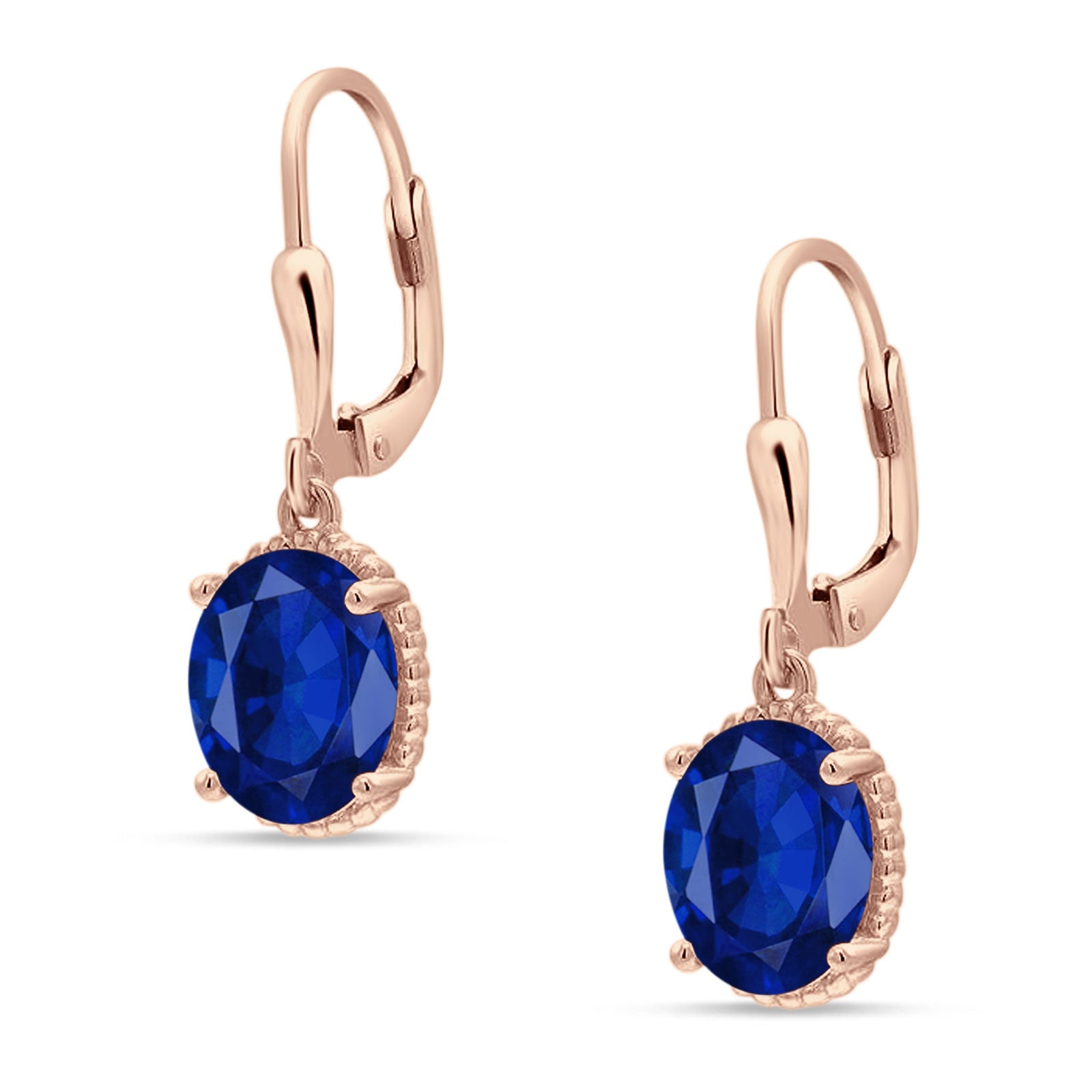 Oval Drop Dangle Leverback Earring Cubic Zirconia Solid 925 Sterling Silver