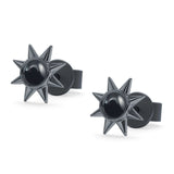 Minimalist Sun Black Onyx & Turquoise Stud Earring 925 Sterling Silver