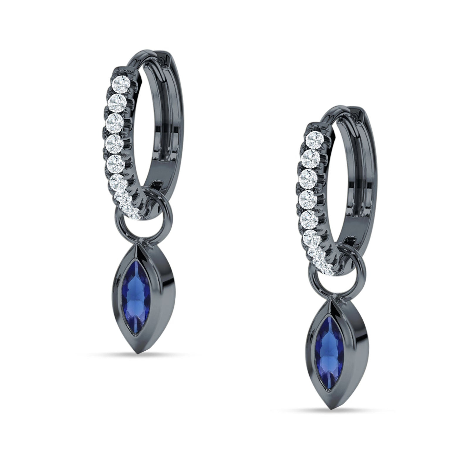 Marquise Drop Dangle Hoop Earring Cubic Zirconia 925 Sterling Silver