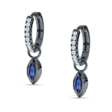 Marquise Drop Dangle Hoop Earring Cubic Zirconia 925 Sterling Silver