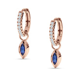 Marquise Drop Dangle Hoop Earring Cubic Zirconia 925 Sterling Silver