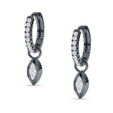 Marquise Drop Dangle Hoop Earring Cubic Zirconia 925 Sterling Silver