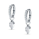 Marquise Drop Dangle Hoop Earring Cubic Zirconia 925 Sterling Silver