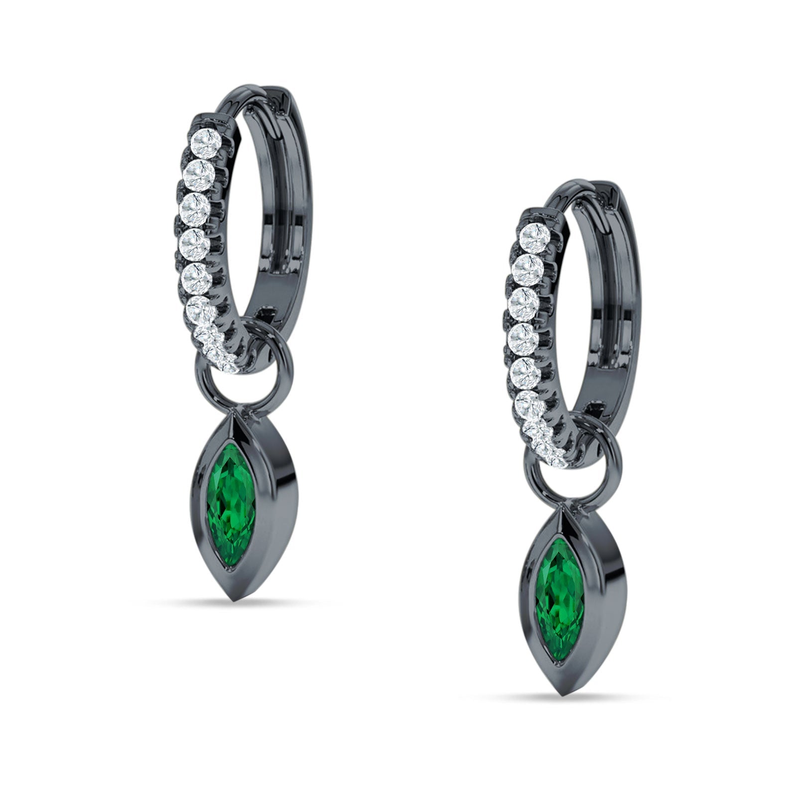 Marquise Drop Dangle Hoop Earring Cubic Zirconia 925 Sterling Silver