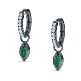 Marquise Drop Dangle Hoop Earring Cubic Zirconia 925 Sterling Silver