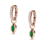 Marquise Drop Dangle Hoop Earring Cubic Zirconia 925 Sterling Silver