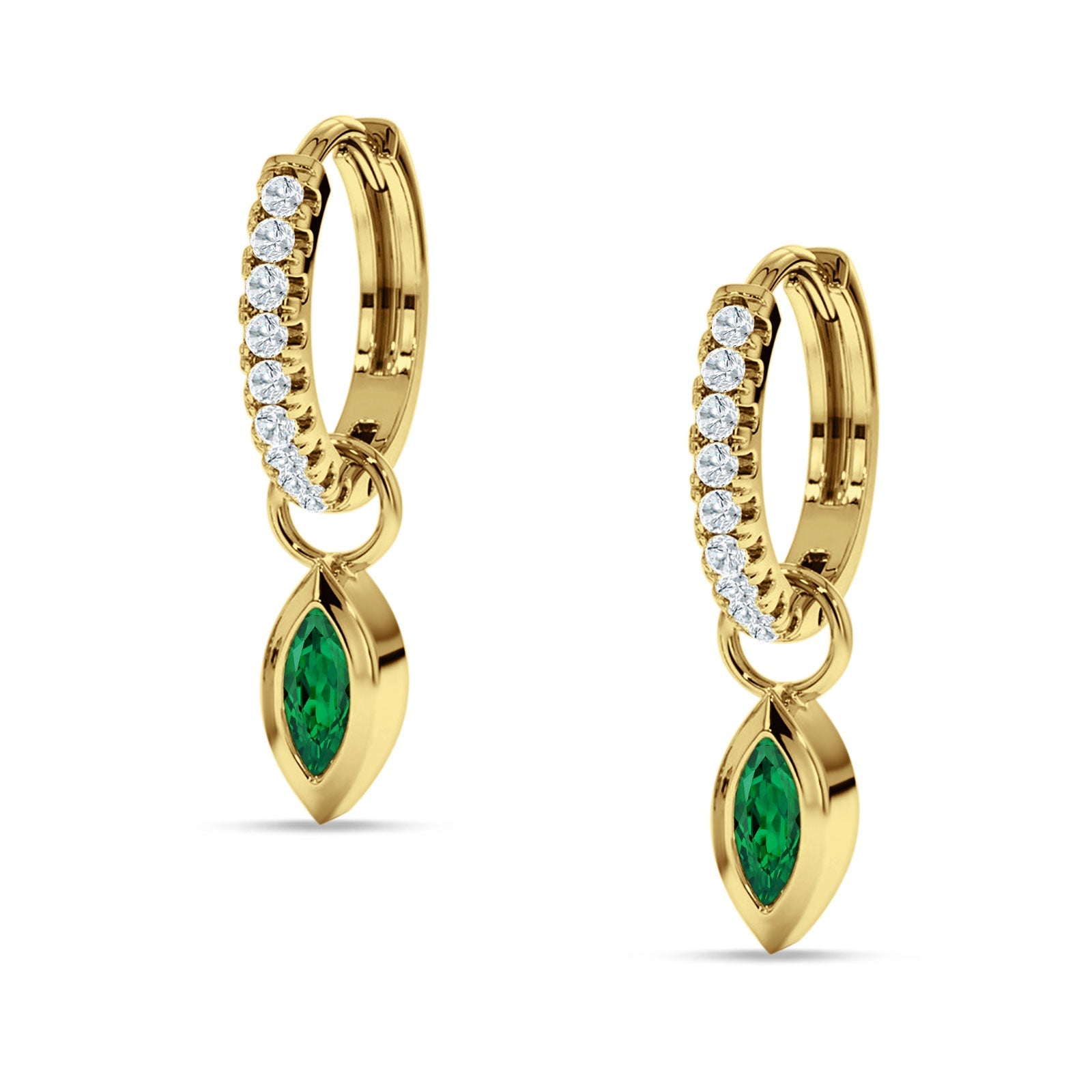 Marquise Drop Dangle Hoop Earring Cubic Zirconia 925 Sterling Silver