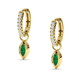 Marquise Drop Dangle Hoop Earring Cubic Zirconia 925 Sterling Silver
