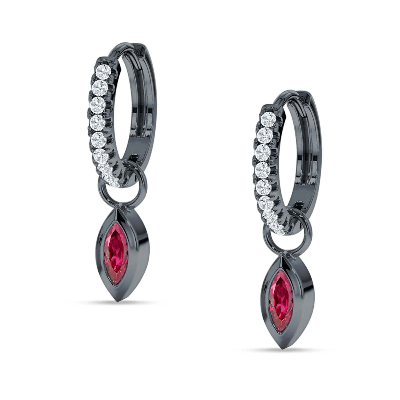 Marquise Drop Dangle Hoop Earring Cubic Zirconia 925 Sterling Silver