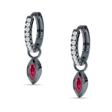 Marquise Drop Dangle Hoop Earring Cubic Zirconia 925 Sterling Silver