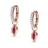 Marquise Drop Dangle Hoop Earring Cubic Zirconia 925 Sterling Silver