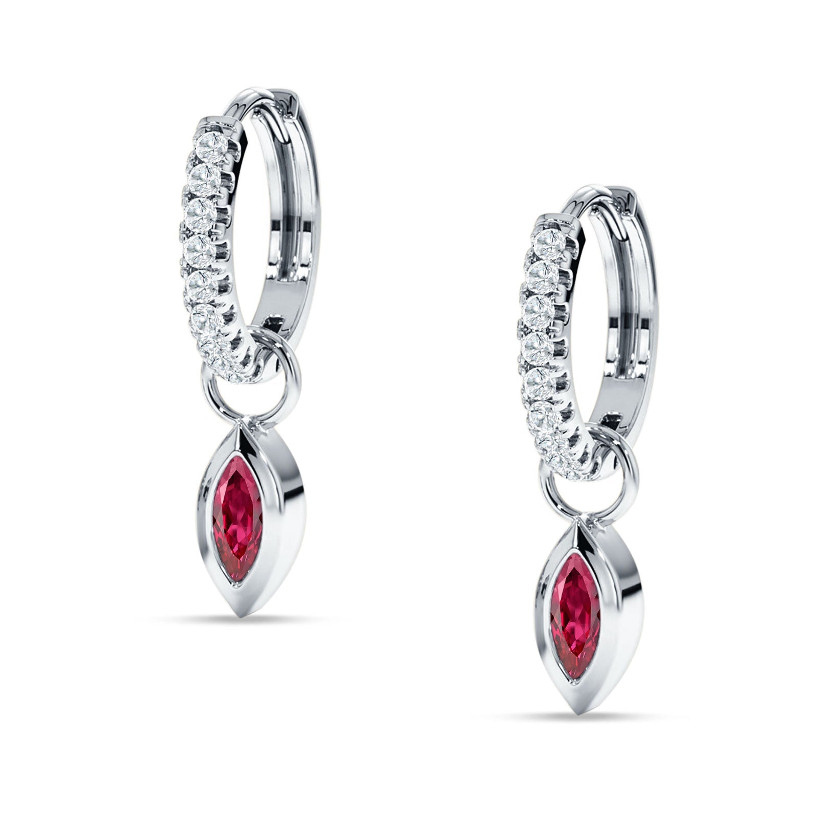 Marquise Drop Dangle Hoop Earring Cubic Zirconia 925 Sterling Silver