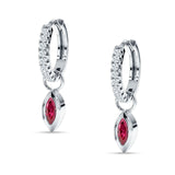 Marquise Drop Dangle Hoop Earring Cubic Zirconia 925 Sterling Silver