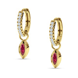 Marquise Drop Dangle Hoop Earring Cubic Zirconia 925 Sterling Silver