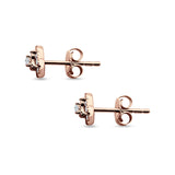 Heart Shaped Cluster Round Cubic Zirconia Stud Earring 925 Sterling Silver