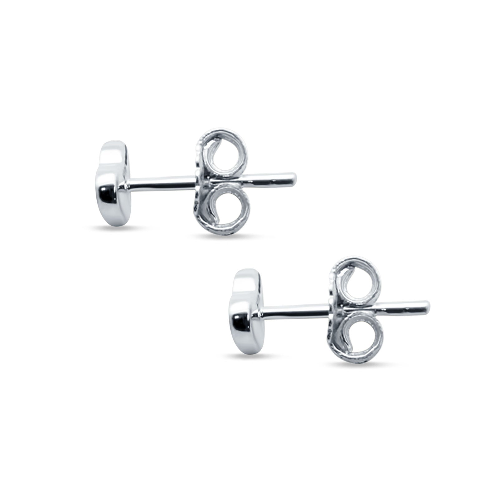Minimalist Heart Shaped Round Cubic Zirconia Stud Earring 925 Sterling Silver