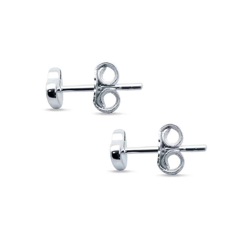 Minimalist Heart Shaped Round Cubic Zirconia Stud Earring 925 Sterling Silver