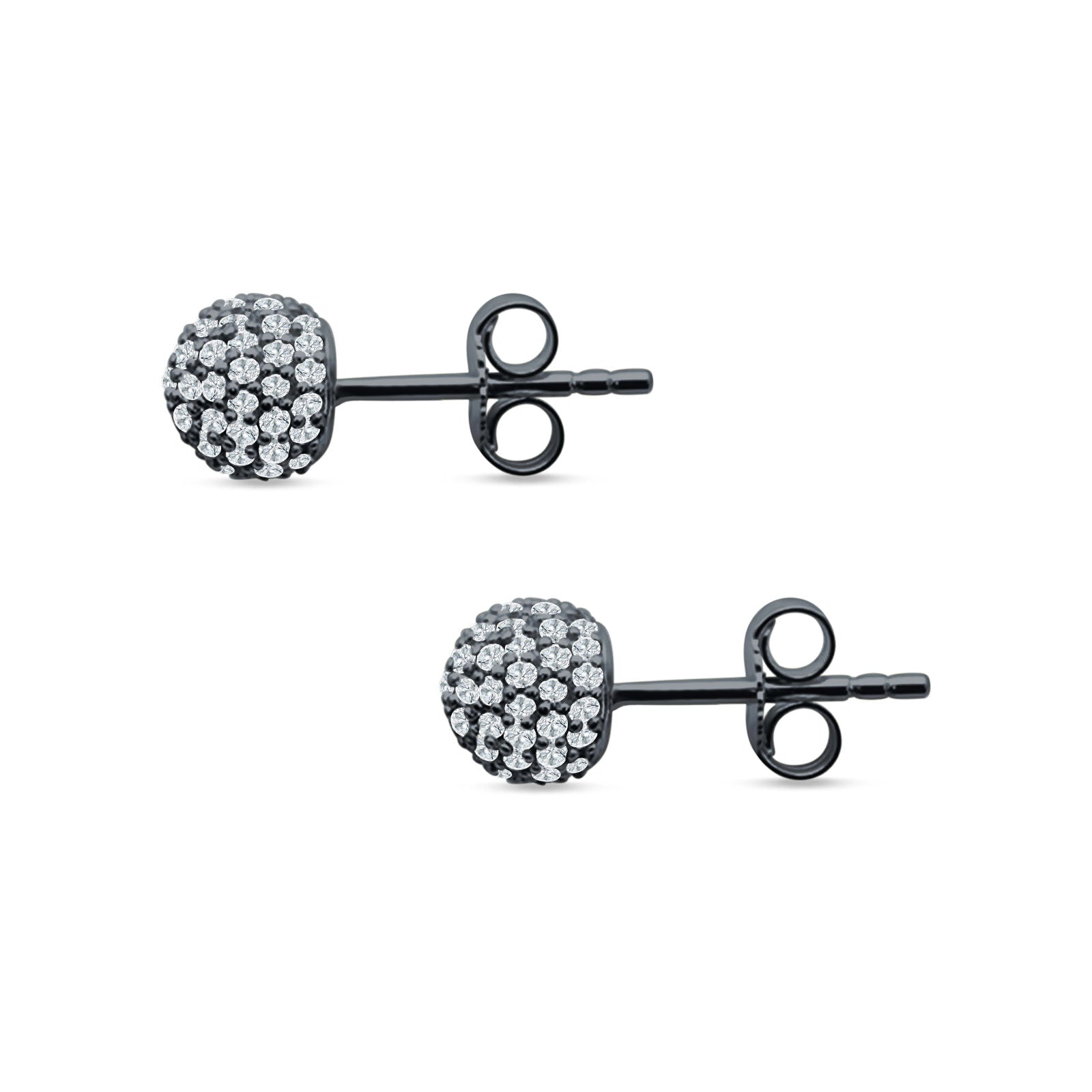 Round Halo Cluster Ball Stud Earring Cubic Zirconia 925 Sterling Silver